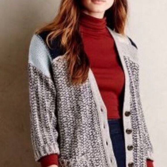 Anthropologie Sparrow Marled Cardigan Boho Multi Color Casual Button Closure - Picture 1 of 9